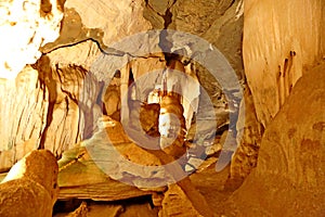 Interior of Maquine cave in Minas Gerais state in Brazil. Touristic place open to public visitation