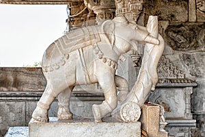 Interior marble carved details at the Ranakpur Jain Temple at Desuri Tehsil, Rajasthan