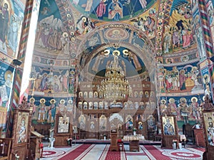 The interior of the Marius orthodox monastery in Satu Mare county, Romania