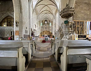 Interior of Martkirche St Benediktii church in Quedlinburg Germany