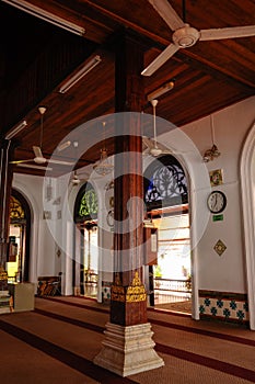 Interior of Masjid Tengkera (Tranquerah Mosque) in Malacca