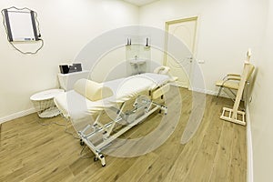 Interior of a massage room in a medical center or beauty spa salon