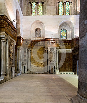 Interior of the Mausoleum of Sultan Qalawun, Old Cairo, Egypt