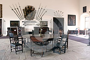 Interior of medieval Cerveny Kamen Red Stown Castle, Casta, Slovakia