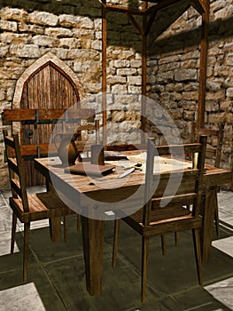 Interior of a medieval watchtower photo