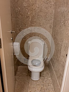 interior of the men's WC with toilet and urinals in the vicinity of the hemicycle in the Portuguese Assembly of the Republic.