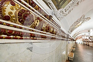 Interior of metro station Kievskaya in Moscow, Russia