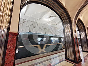 Interior of the metro station Mayakovskaya, Moscow Metro