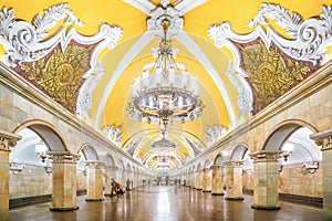 Interior of Metro Station in Moscow photo