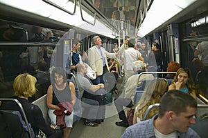 Interior of the Metro Train, Paris, France