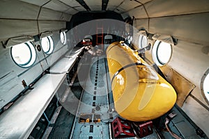 Interior of military helicopter