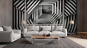 Interior of a minimalist living room.
