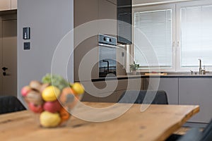 Interior of modern apartment - hallway and kitchen