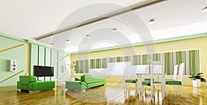 Interior of modern apartment panorama 3d