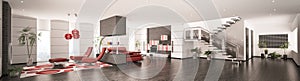 Interior of modern apartment panorama 3d render