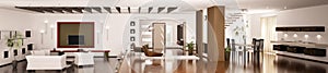 Interior of modern apartment panorama 3d render