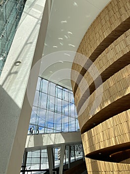 Interior in modern architecture of Oslo opera house