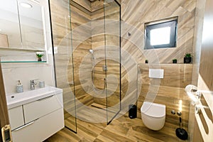 Interior of a modern bathroom design