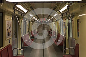Interior of the modern Budapest metro (subway)