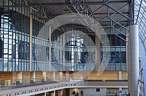 interior of modern building. contemporary airport domodedovo hall interior with nobody