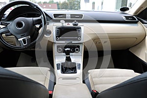 Interior of a modern car dashboard.