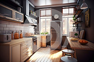 Interior of modern comfortable kitchen