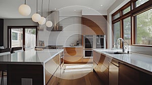 The interior of a modern, comfortable, spacious kitchen