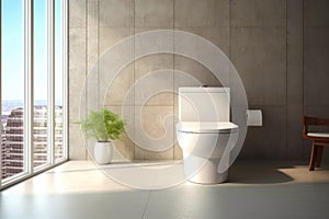 interior of modern design bathroom with white toilet, 3d render