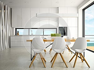 Interior of modern design kitchen 3D rendering