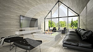 Interior of modern design living room 3D rendering