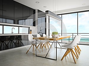 Interior of modern design room 3D rendering