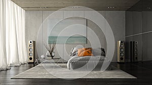 Interior of modern design room 3D rendering