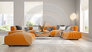 Interior of modern design room 3D rendering