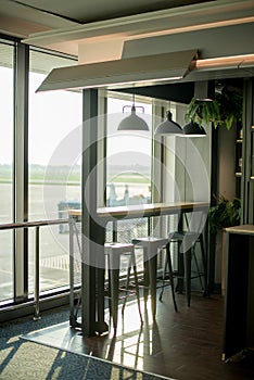 Interior modern empty seats of departure lounge at the airport,Waiting area with chair