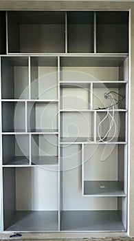 Interior of modern empty wardrobe room