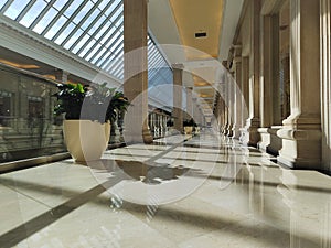 interior of modern entrance hall in modern office building. Hotel lobby interior