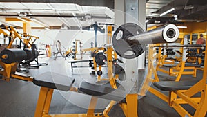 Interior Of Modern Fitness Gym - yellow color