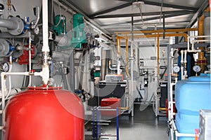 Interior of modern gas boiler-house