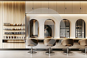 Interior of modern hair beauty salon