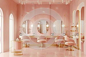 Interior of modern hair beauty salon