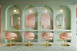 Interior of modern hair beauty salon