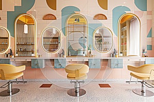 Interior of modern hair beauty salon