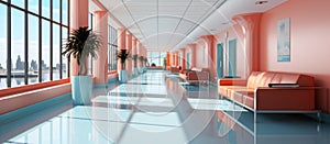 Interior of a modern hospital corridor