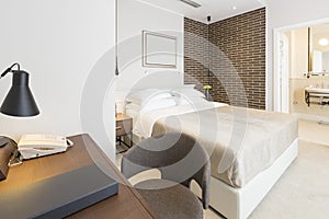 Interior of a modern hotel bedroom