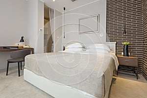 Interior of a modern hotel bedroom