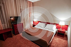 Interior of modern hotel room