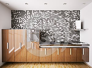 Interior of modern kitchen 3d