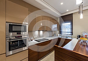 Interior of a modern kitchen with appliances