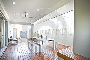 Interior of a modern kitchen and dining room