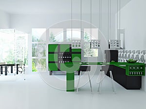 Interior of modern large citchen